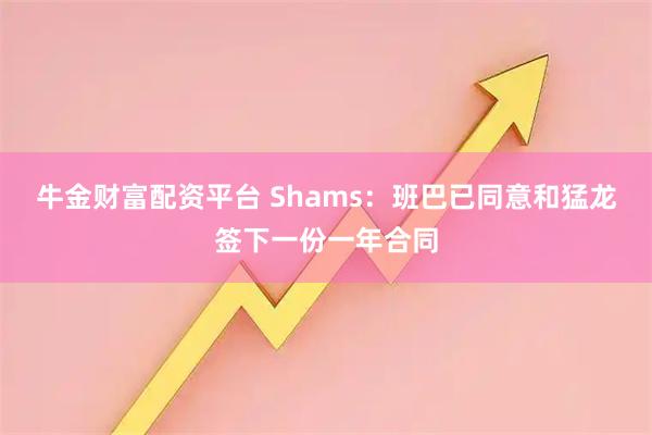 牛金财富配资平台 Shams：班巴已同意和猛龙签下一份一年合同